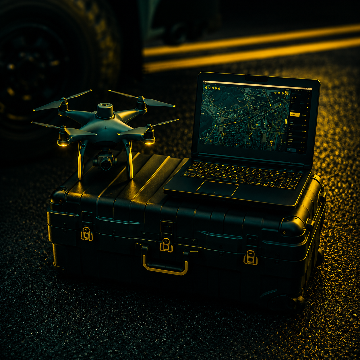 Drone survey kit with mapping laptop